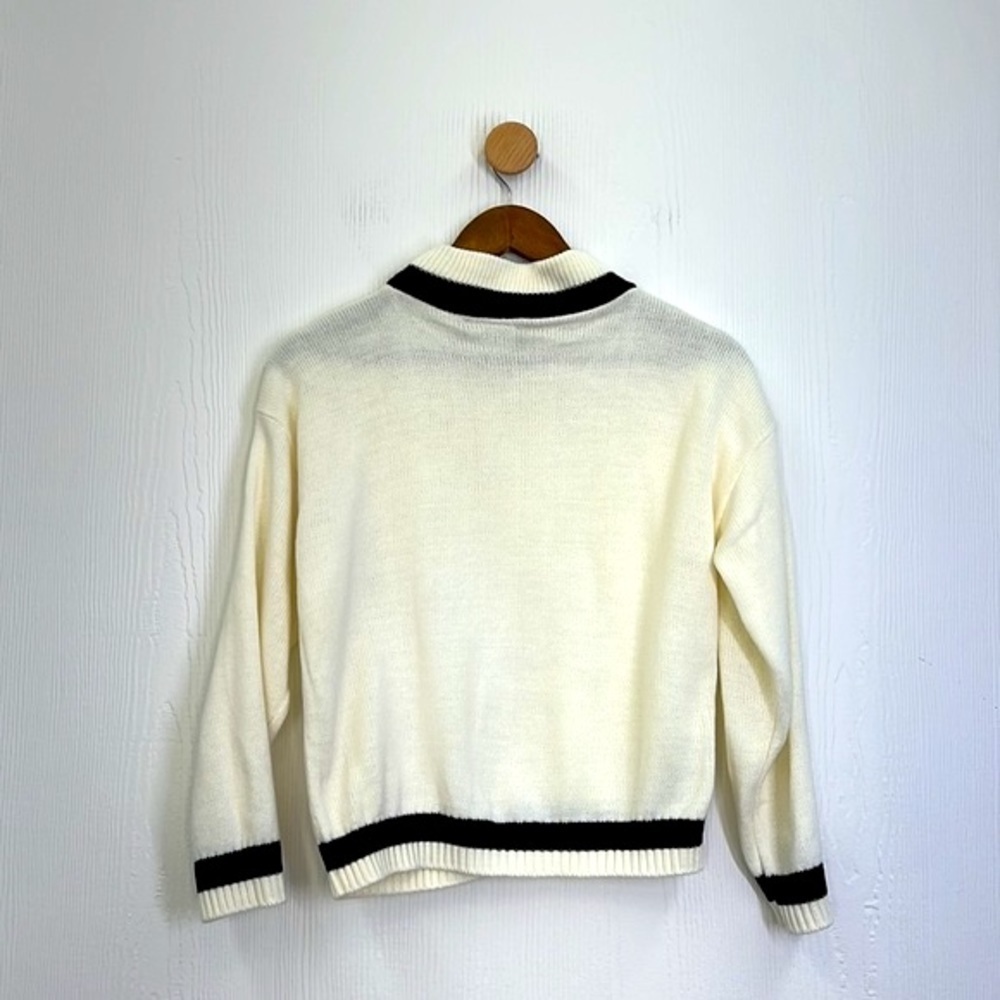 Jasper - Vintage High Neck Ivory And Black Pocket Sweater Size Large - Picture 14 of 14